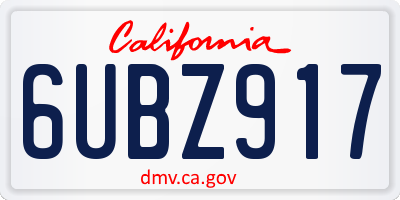 CA license plate 6UBZ917