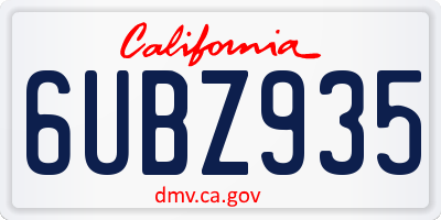CA license plate 6UBZ935