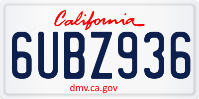 CA license plate 6UBZ936