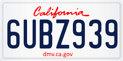 CA license plate 6UBZ939
