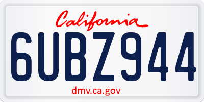 CA license plate 6UBZ944
