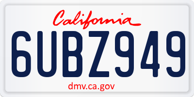 CA license plate 6UBZ949