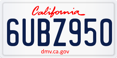 CA license plate 6UBZ950