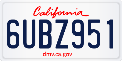 CA license plate 6UBZ951