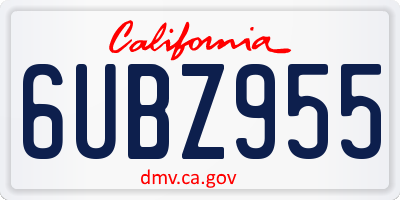 CA license plate 6UBZ955