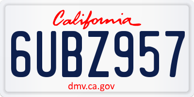CA license plate 6UBZ957