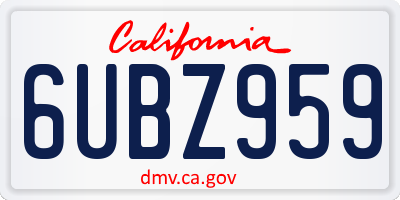 CA license plate 6UBZ959