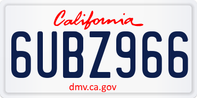 CA license plate 6UBZ966
