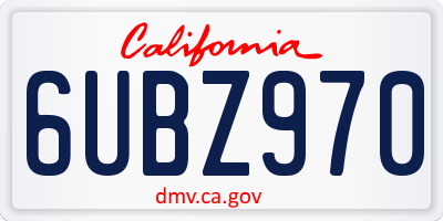 CA license plate 6UBZ970