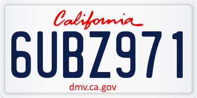 CA license plate 6UBZ971