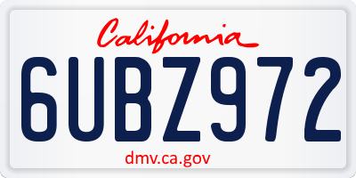 CA license plate 6UBZ972