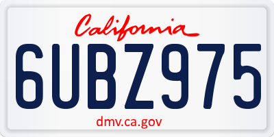 CA license plate 6UBZ975