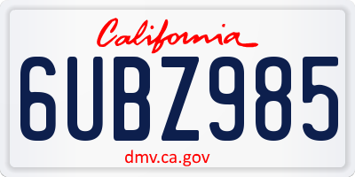 CA license plate 6UBZ985