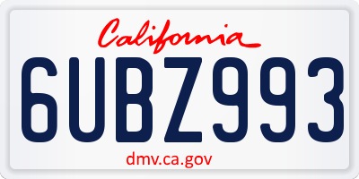 CA license plate 6UBZ993