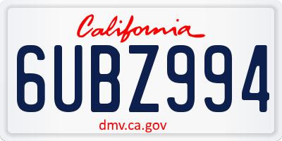 CA license plate 6UBZ994