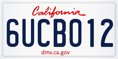 CA license plate 6UCB012
