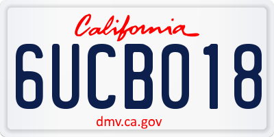 CA license plate 6UCB018