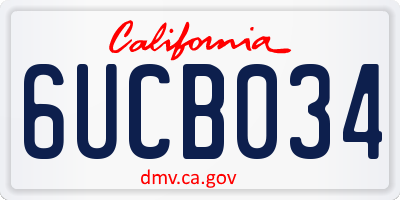 CA license plate 6UCB034