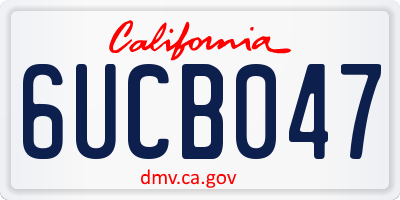 CA license plate 6UCB047
