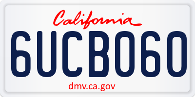 CA license plate 6UCB060