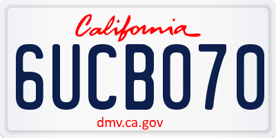 CA license plate 6UCB070