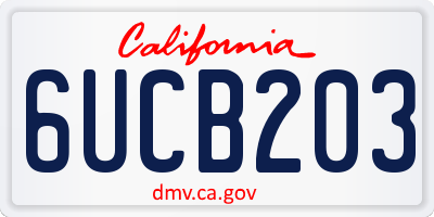 CA license plate 6UCB203