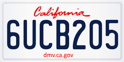 CA license plate 6UCB205
