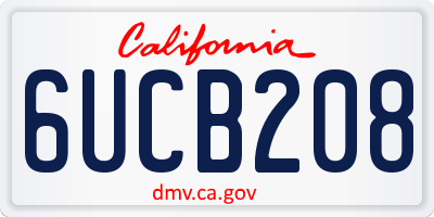 CA license plate 6UCB208