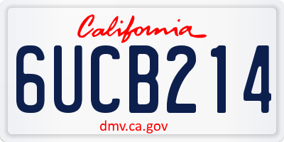 CA license plate 6UCB214