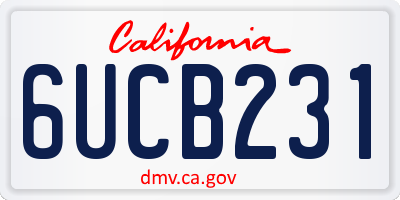 CA license plate 6UCB231