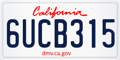 CA license plate 6UCB315