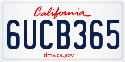 CA license plate 6UCB365
