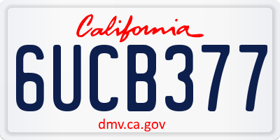 CA license plate 6UCB377