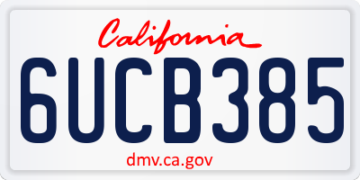 CA license plate 6UCB385