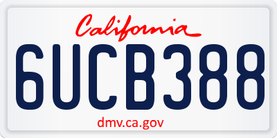 CA license plate 6UCB388