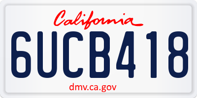 CA license plate 6UCB418