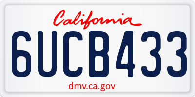 CA license plate 6UCB433