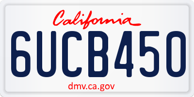 CA license plate 6UCB450