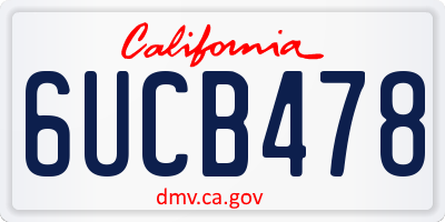 CA license plate 6UCB478