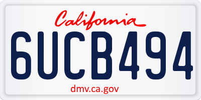 CA license plate 6UCB494