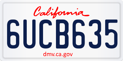 CA license plate 6UCB635