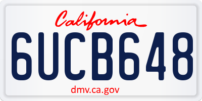 CA license plate 6UCB648