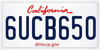 CA license plate 6UCB650
