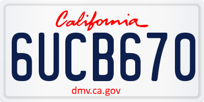 CA license plate 6UCB670