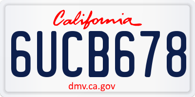 CA license plate 6UCB678