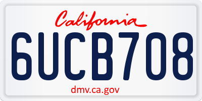 CA license plate 6UCB708