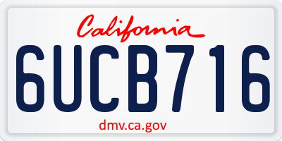 CA license plate 6UCB716