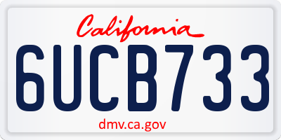 CA license plate 6UCB733