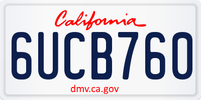 CA license plate 6UCB760