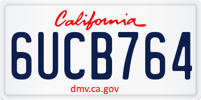 CA license plate 6UCB764